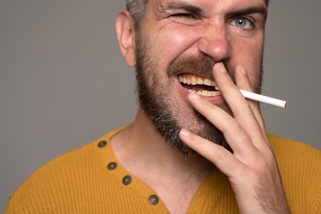 Hard drugs and nicotine addict. Human physiology concept. Stop smoking addiction.の写真素材