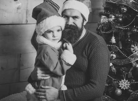 New year small girl and man, fairytale.の写真素材