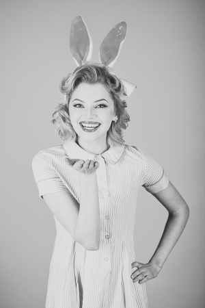 bunny retro girlの写真素材