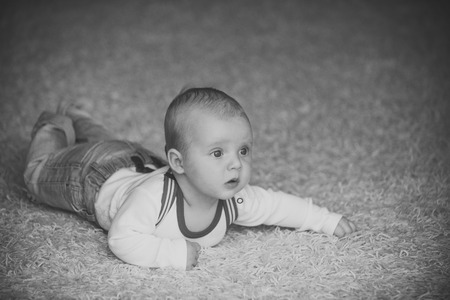Baby with blue eyes on adorable face