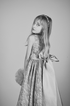 little princess in dress. little princess girlの写真素材