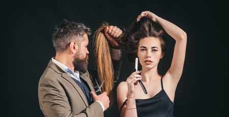 Barber Shaving A Bearded Man In A Barber Shop Master