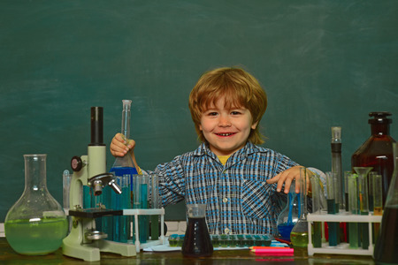 A chemistry demonstration. Biology experiments with microscope. Back to school. Chemistry lesson....