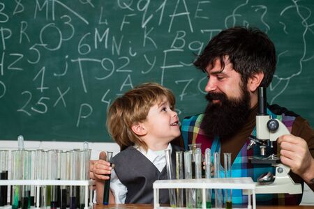 Back to school - education concet. Child and teacher in the class room. Back to school and home...