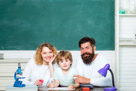 Home Family math schooling - Parents teaching kids private lessons in math. Education for children out of school. First time to school. Children Education and Pupils Education.の写真素材