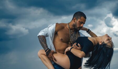 Sensual couple kiss. I Love You. Couple In Love. Romantic and love. Dominant man. Passion and sensual touch.の写真素材