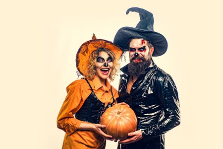 Halloween wide poster for Happy Halloween celebrate. Halloween couple.の写真素材