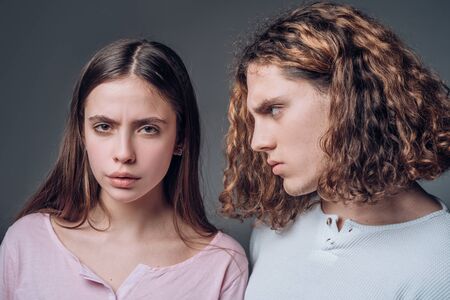 Family couple of man and pretty girl. Studio portrait. Valentines day. We are better when we...