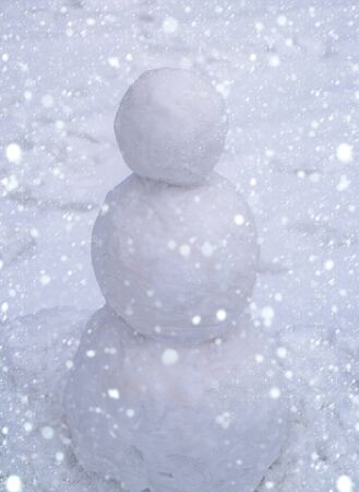 White winter time. Snowman outdoor - copy cpace. Holiday poster design, sale banner. Snowman and snow dayの写真素材