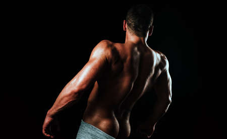 Sexy man with muscular body and bare torso. Muscular butt, male torso. Thats my boy.の写真素材