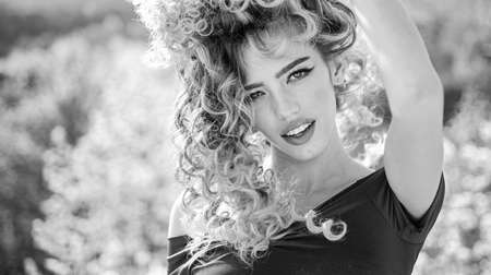 Spring woman. Beautiful girl. Confident amazing blonde girl with perfect makeup.