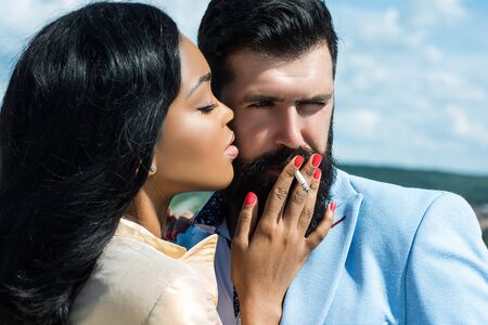 Passion dating and love. Romantic couple in love looking at each other. Feeling desire. Passionate sensual lovers enjoying intimacy making love. Seduction concept.の写真素材