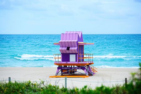 Lifeguard tower in Miami Beach. Travel holiday ocean location concept.の写真素材