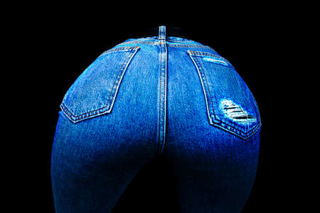 Round ass. Big buttocks. Sexy butt women in jeans.の写真素材