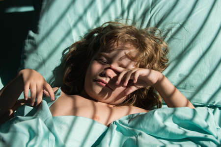 Kids sleeping top view, healthy child sleep.の写真素材