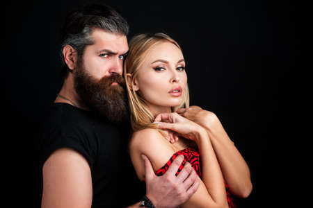 Passionate couple, romantic people. Couple close up portrait. Sensual Girlfriend and boyfriend. Boy...