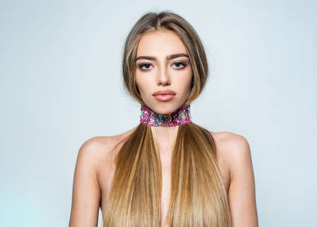 Beauty girl, beautiful blonde women hair. Fashion move and posing. Portrait of seductive elegant...