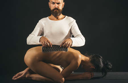 On-line sex video chat on laptop. Marriage problems and sexual health. Social media, sex dating. Flirting in web chat.の写真素材