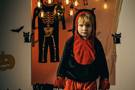 Halloween party and funny Pumpkin. Holiday halloween with funny carnival costumes on a halloween...