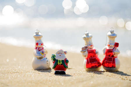 Merry Christmas and Happy New Year holiday symbol template. Family holiday. Summer Santa Claus for Christmas card.の写真素材