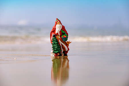 Christmas holiday design. Santa on the sea. Summer New Year.の写真素材