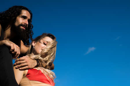 Sensual lovers. Sexy couple. Girlfriend and boyfriend. Husband and wife. Man and woman outdoor....