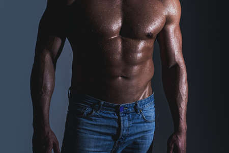 Naked man. Bare torso of sexy gay.