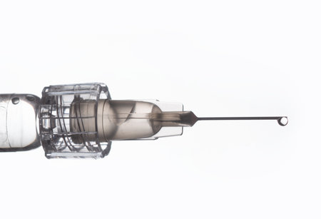 Syringe for Lips augmentation. Hyaluronic acid injection, augmentation. Age changes. Cosmetology Treatment.の写真素材