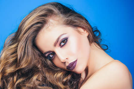Beauty Woman face Portrait. Beautiful girl with clean skin, natural make-up.
