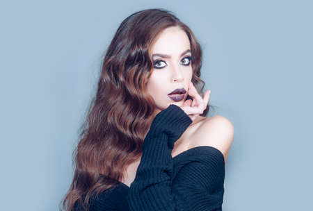 Beautiful model girl face. Beauty woman healthy skin concept natural makeup. Fashion and beauty.の写真素材