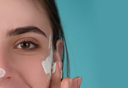 Closeup woman beauty face, portrait of beautiful female model. Skincare and healthy skin, spa facial...