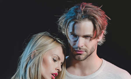 Relationship of sensul couple. Portrait close up of man and woman.の写真素材