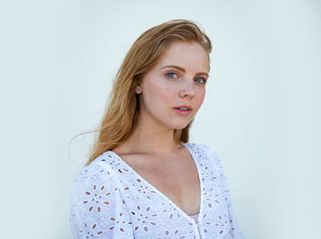 Beauty portrait of natural young female model. Woman with beauty face, portrait.