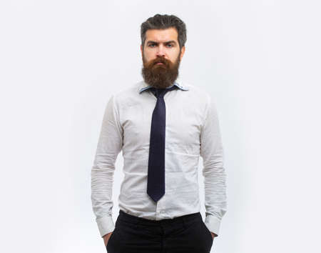 Business man isolated. Portrait of serious businessman, isolated on white background. Business success concept.の写真素材