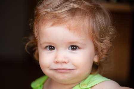 Portrait of baby. Concept of kids face close-up. Head shoot children portrait.の写真素材