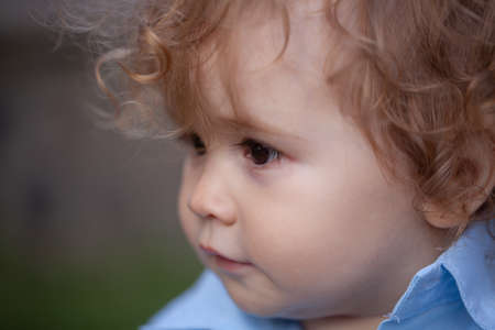 Caucasian baby child portrait close up. Kids face.の写真素材