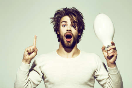 surprised guy has an ideaの写真素材