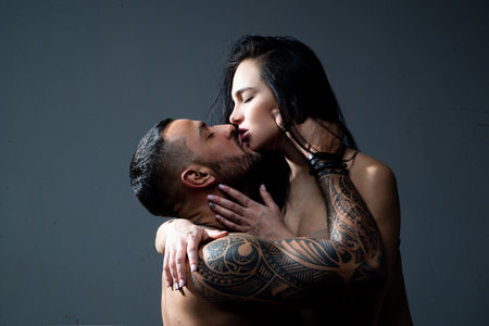 Young couple in love hug each other. Love story.の写真素材