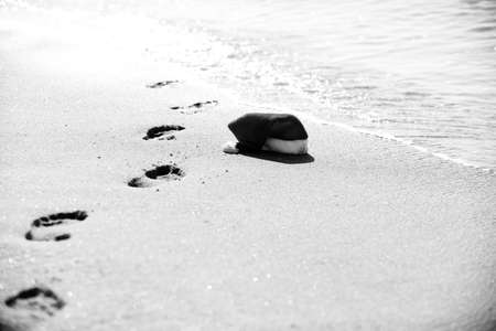 Santa Hat on sea beach. Christmas and New Years vacation in hot countries.の写真素材