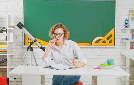 Teachering concept. Help to learn. School teacher in classroom. Education and learning.