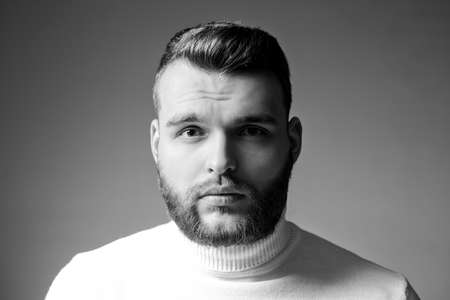 Masculinity and beauty. Well groomed bearded man stylish appearance. Hairstyle barber. Man bearded...