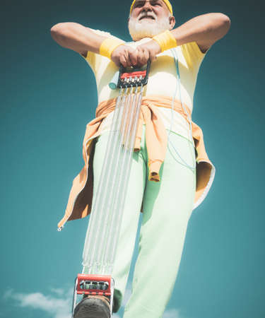 Healthy and sport. Active sport workout for old person. Energetic for elderly sportsmen. Sport. Like sports. Senior man is doing fitness training.の写真素材