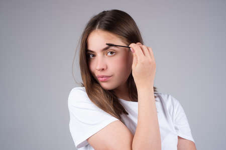 Natural beauty brows. Young girl with natural makeup. Beautiful woman with long eyelashes, eyebrows....