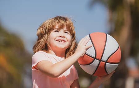 Basketball kids training game. Active kids lifestyle.の写真素材