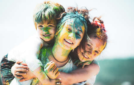 Emotional cheerful excited children. Kids smiles. Portrait of surprised cute toddlers.の写真素材