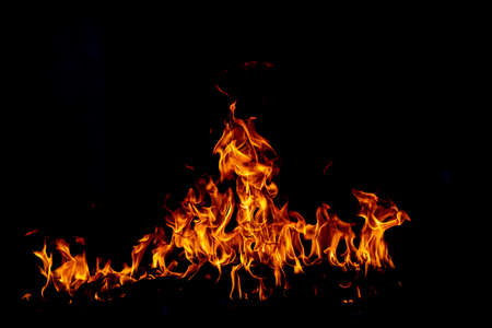 The fire, burning flame. Large burning flaming fire.