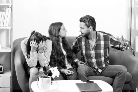 Bad parents. Family conflicts and marital couple with kids crisis. Depression counseling.