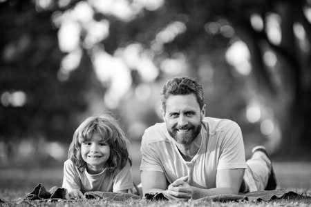 Father and son spending time outdoor together.の写真素材