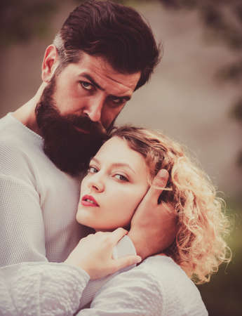 Naughty and passionate. Retro vintage couple romancing. Young couple having passionate intense sex. Touching body and pleasure.の写真素材