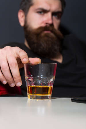 Drunk man in alcoholism problem, alcohol abuse and addiction concept. Addicted to alcohol.